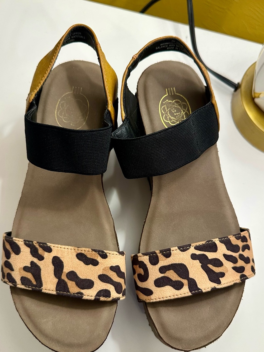 Women’s Leopard Print Slingback Sandals - Black & Tan size 7M